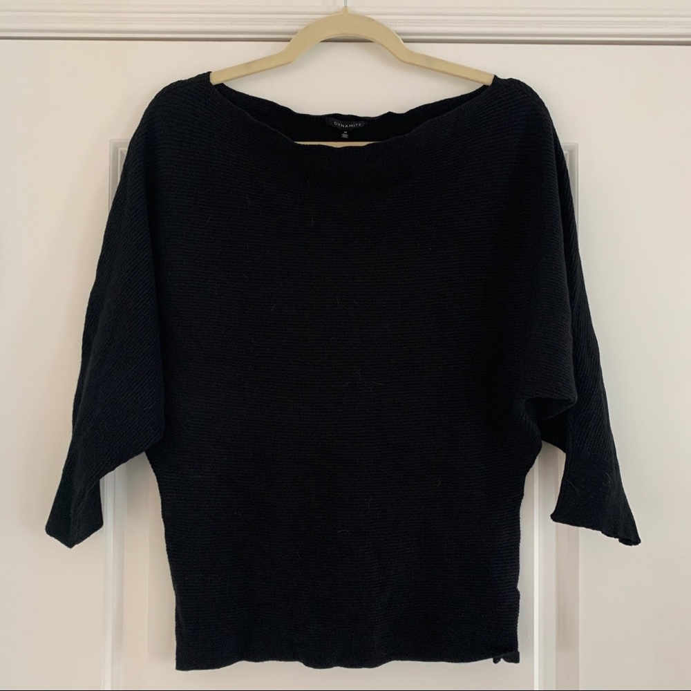 Dynamite black dolman sleeve batwing fine knit sweater top